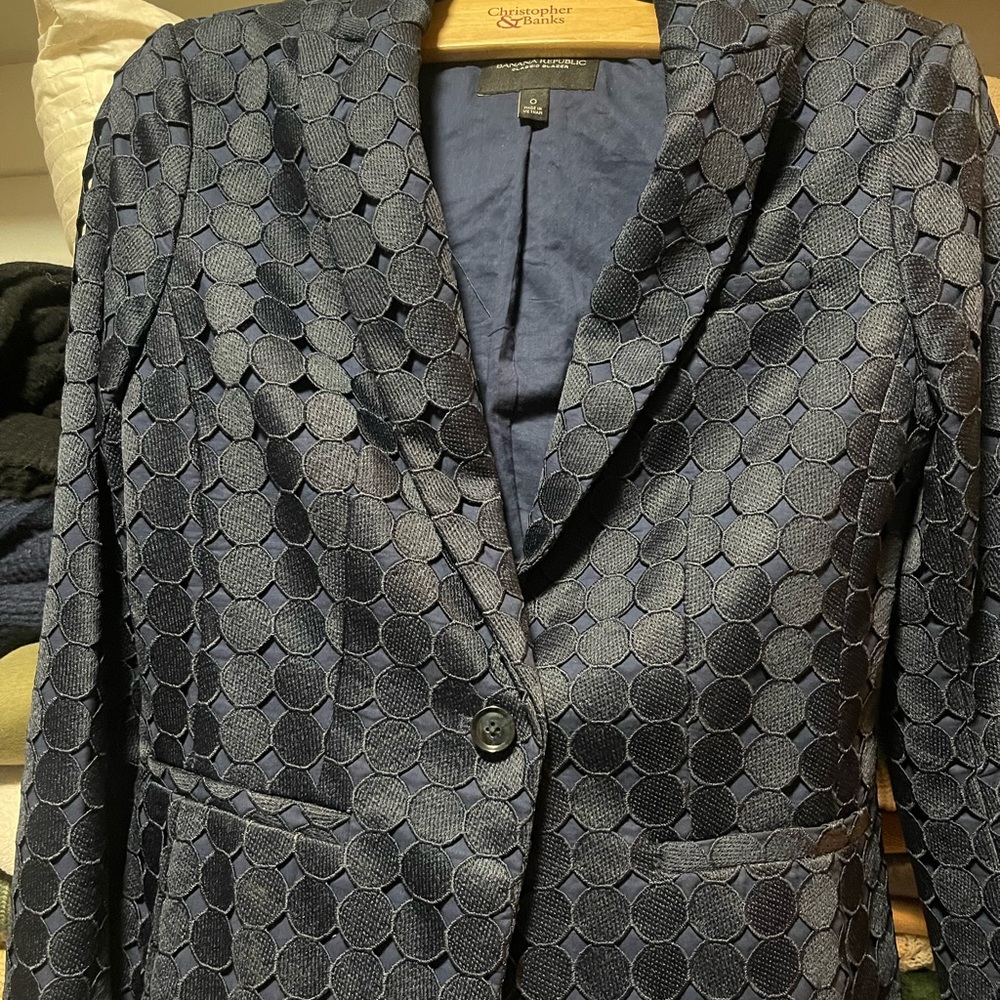Banana Republic Navy Textured Women's Blazer